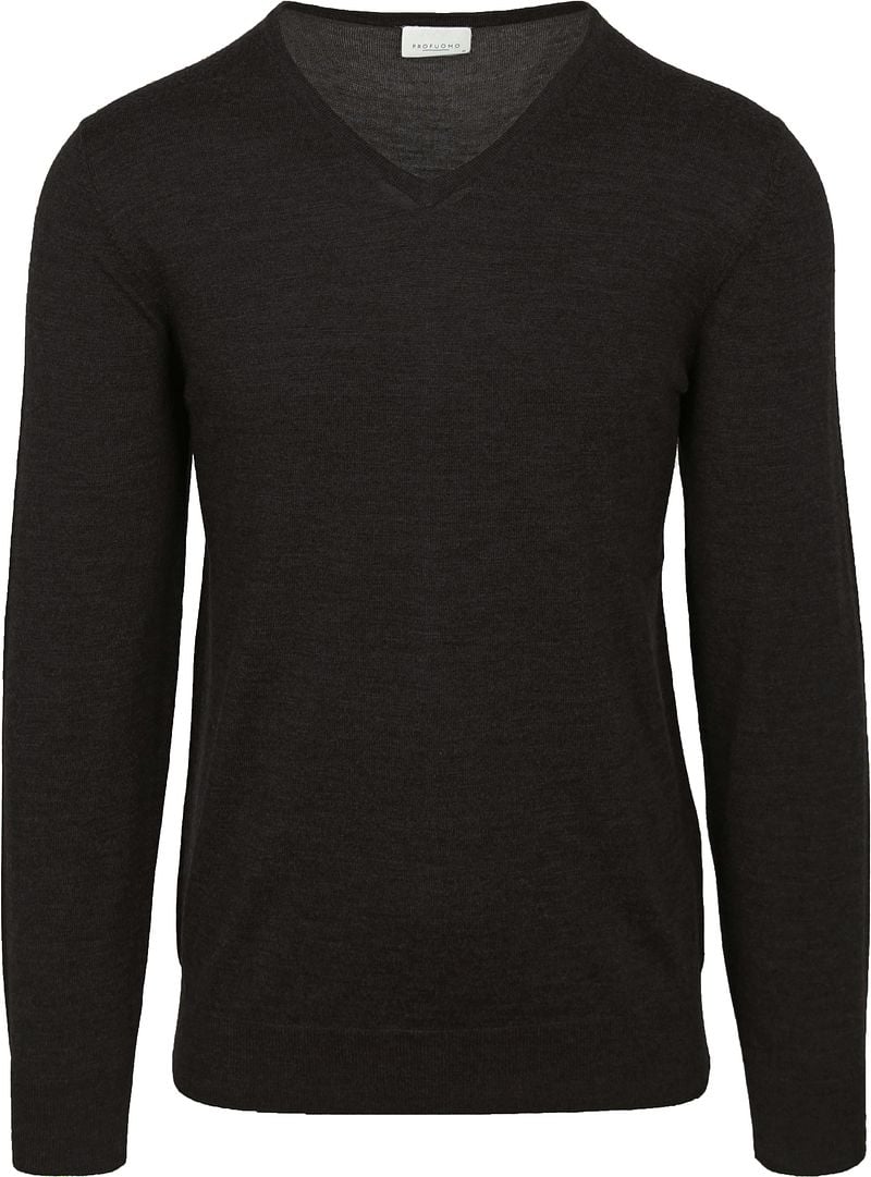 Profuomo Pullover V-Hals Merinowol Zwart