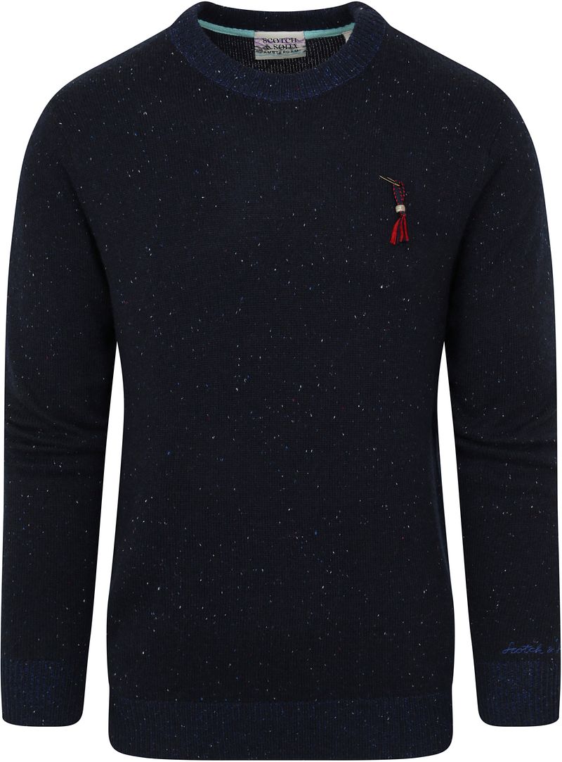 Scotch and Soda Pull-over Mix Laine Foncé Moucheté  Bleu Bleu foncé taille M