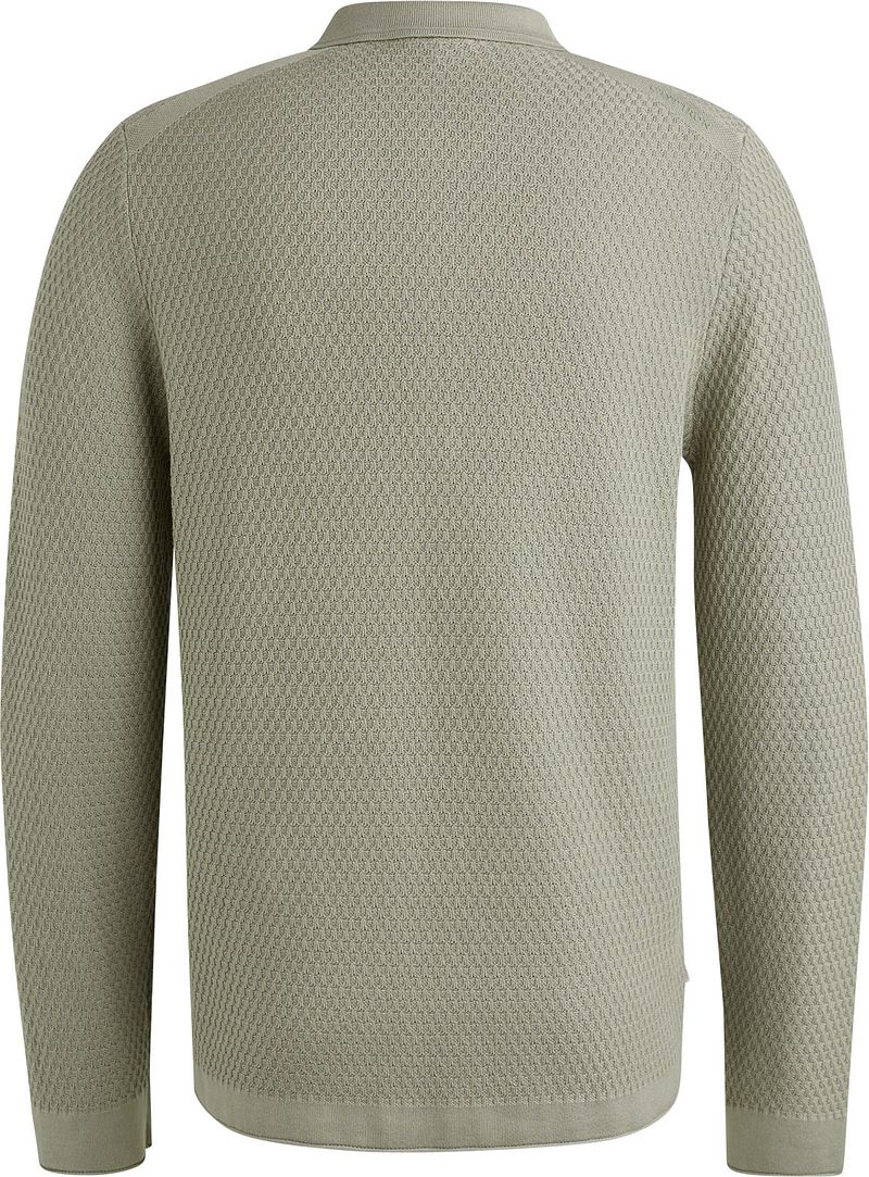 Cast Iron Long Sleeve Half Zip Poloshirt Structuur Lichtgroen