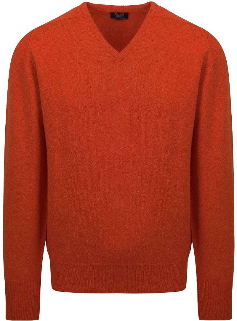 William Lockie V-Auschnitt Pullover Lammwolle Orange - Größe M günstig online kaufen