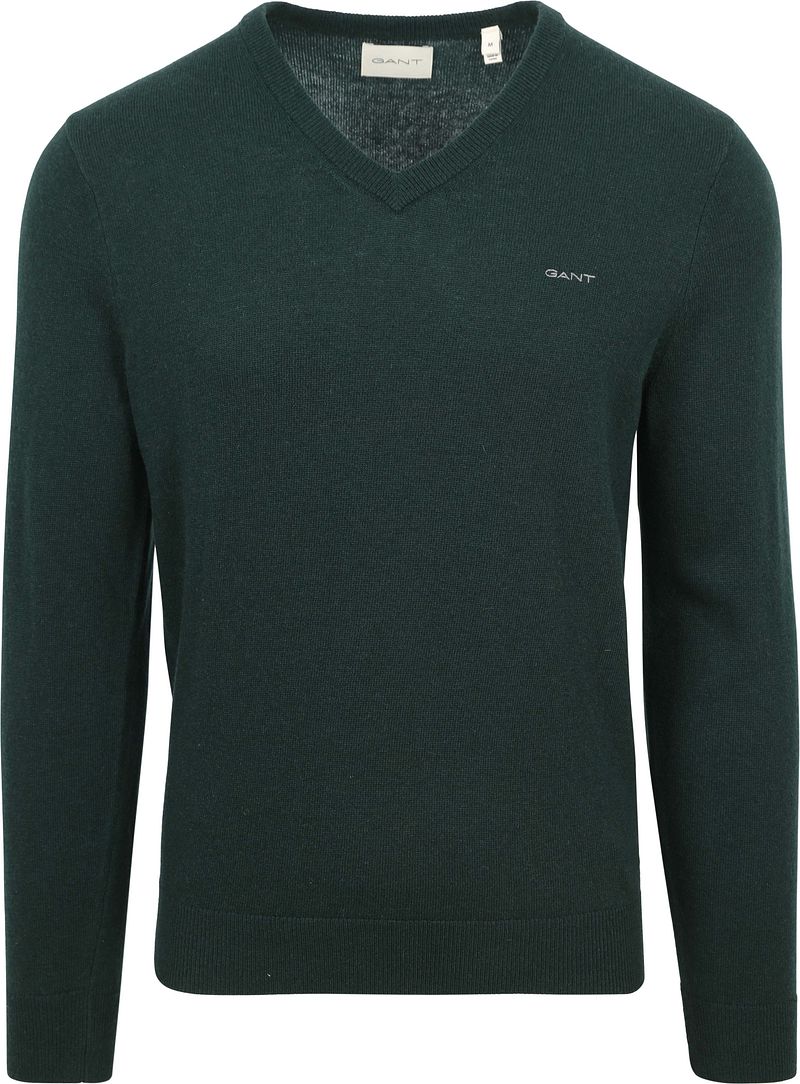 Gant Gebreide pullover van lamswolmix met V-hals