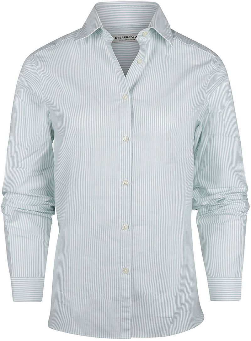 Steppin' Out Blouse Bibi Oxford Streep Dames Mintgroen