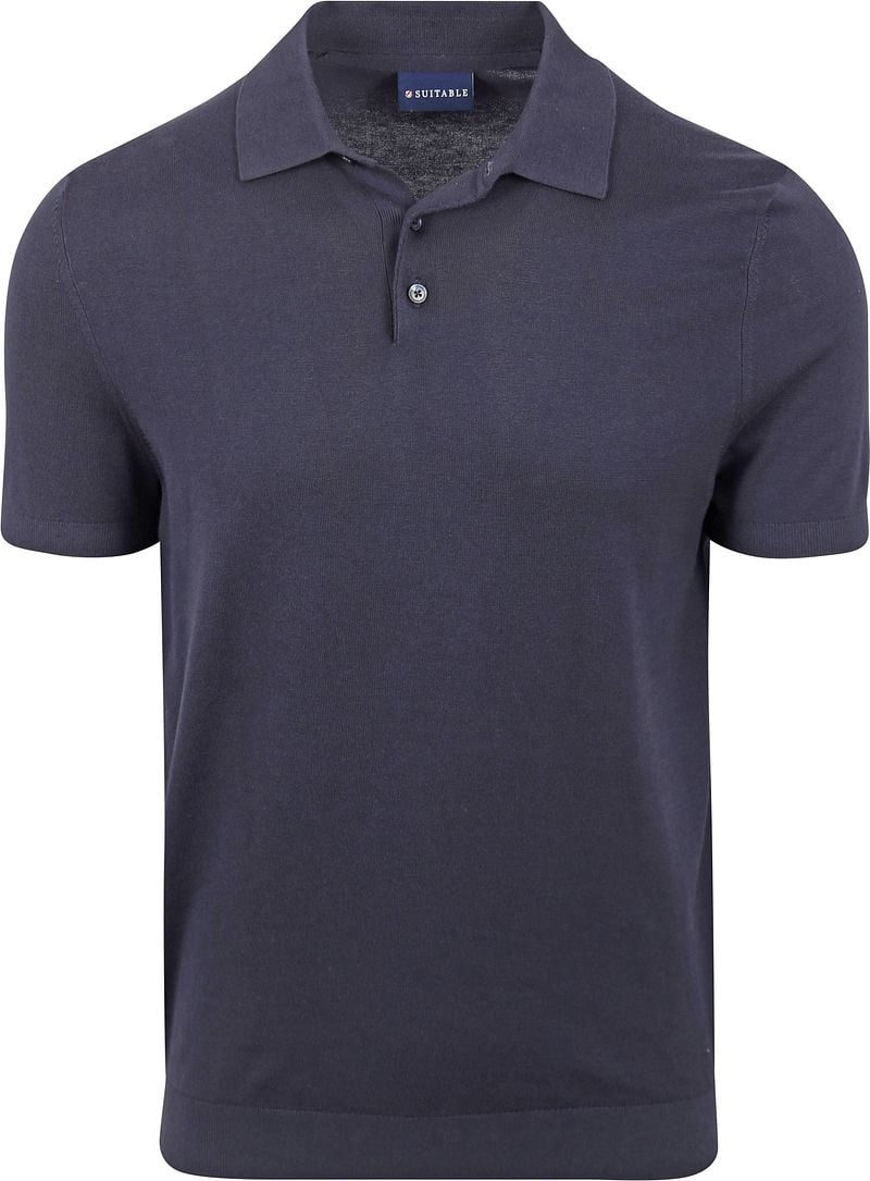 Suitable Knitted Poloshirt Navy - Größe M günstig online kaufen