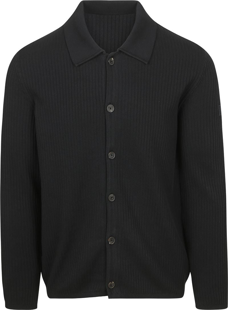 Marc O'Polo Strickjacke Button Ribbed Navy - Größe M günstig online kaufen