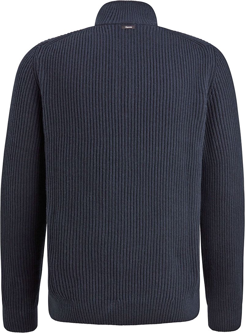 Vanguard Trui Half Zip Structuur Wolmix Navy