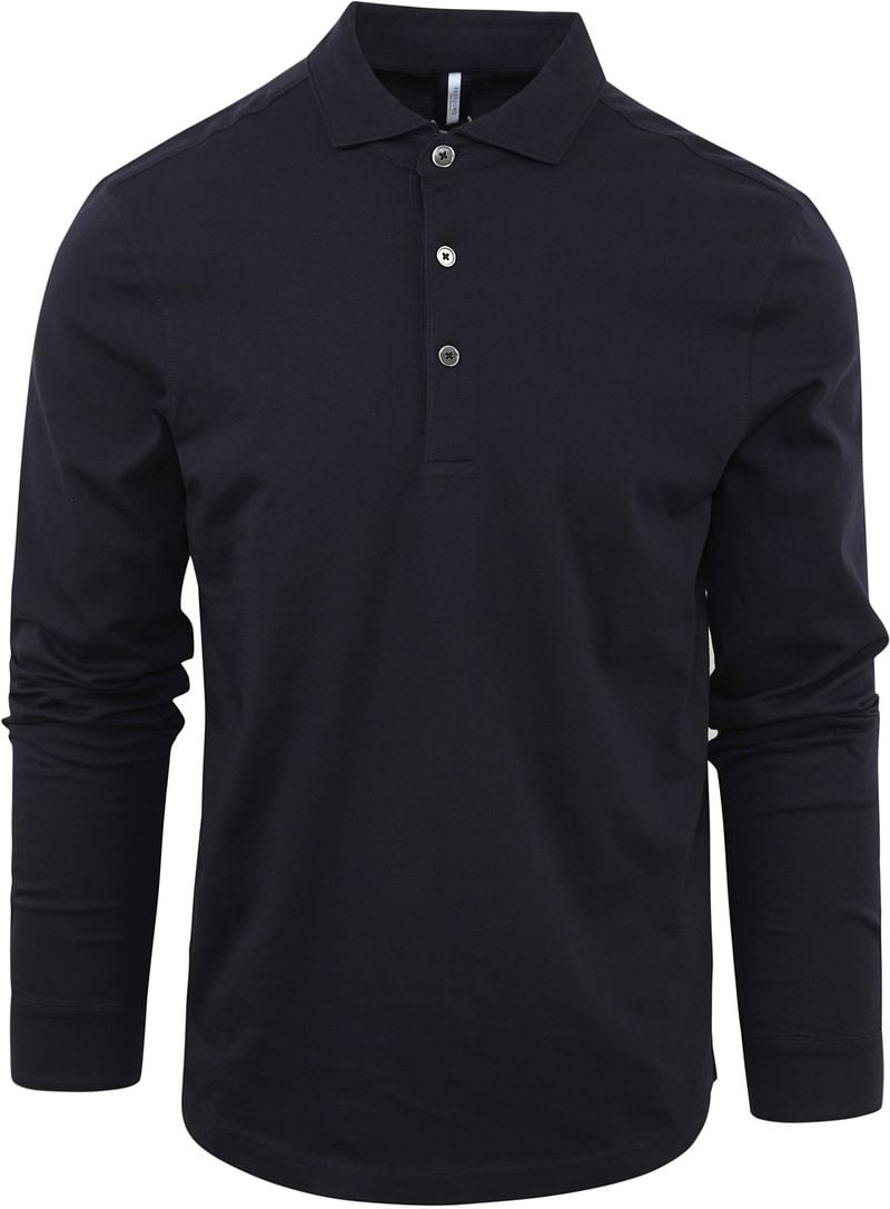 Profuomo Longsleeve Polo Navy Melange - Größe L günstig online kaufen