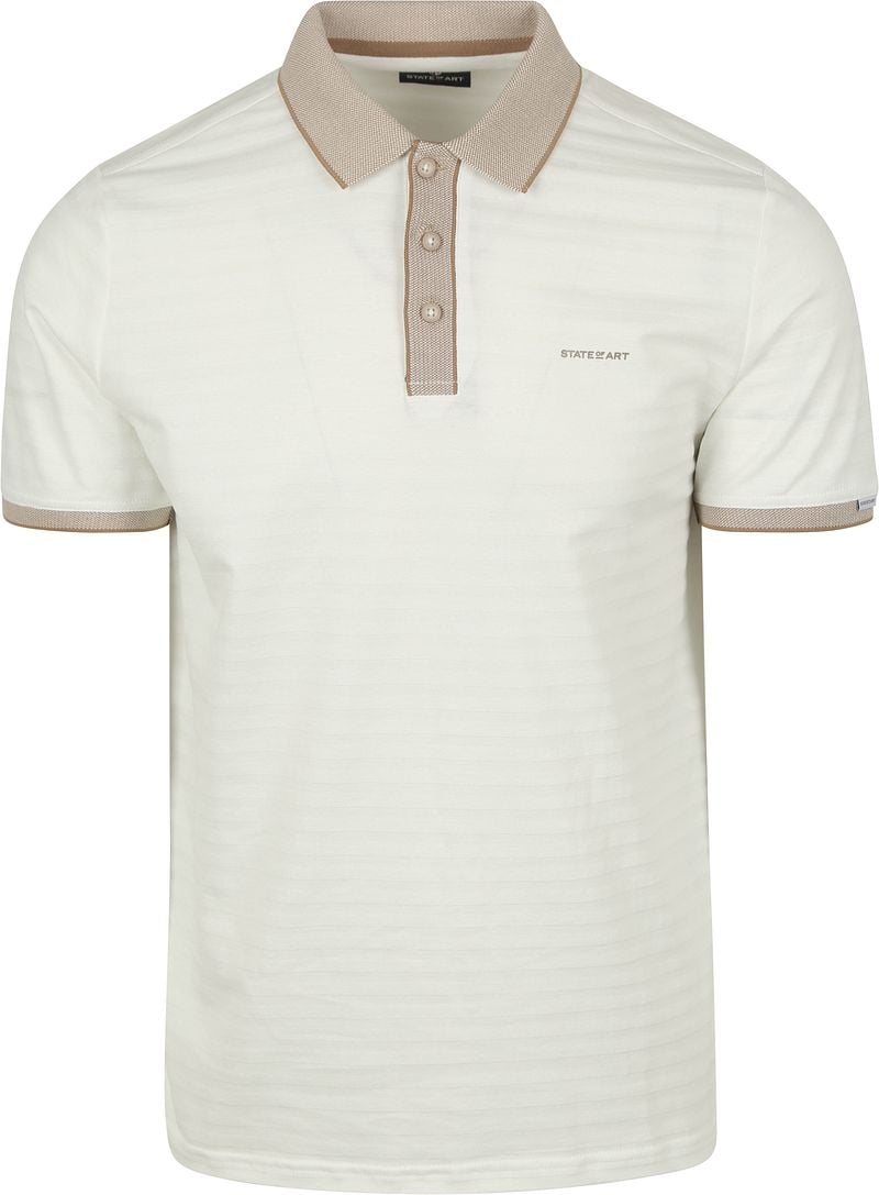 State of Art Poloshirt Jersey Structured Stripe Weiß - Größe XXL günstig online kaufen