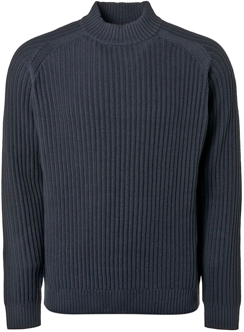 No-Excess Pull Col Montant Knitted Marine Bleu Bleu foncé taille M