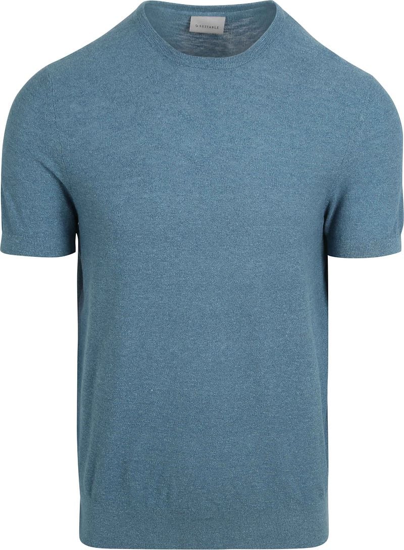 Suitable Piqué T-shirt Leinen Blau - Größe L günstig online kaufen