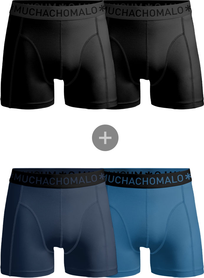 Muchachomalo Boxershorts 2 + 2 Microfiber Zwart Blauw