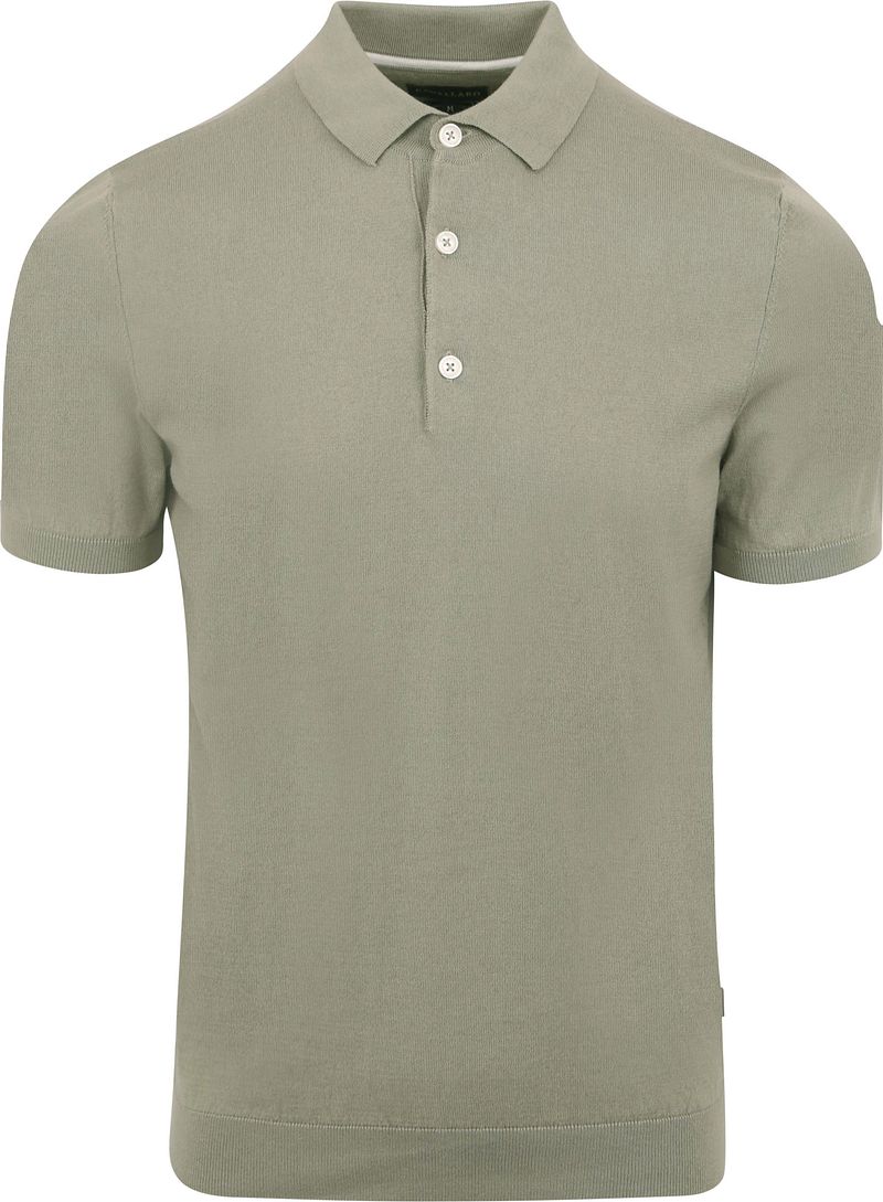 Cavallaro Napoli gemêleerde gebreide regular fit polo Sorrentino light green
