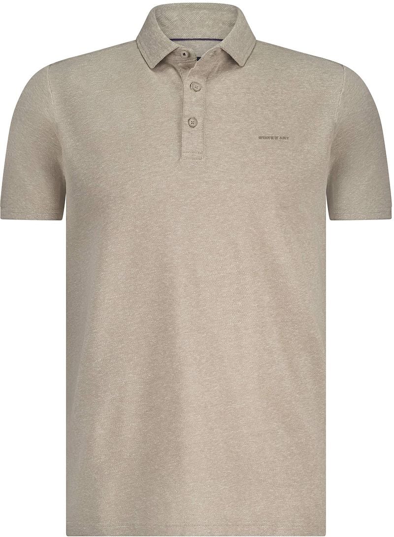 State of Art Poloshirt Piqué Melange Beige - Größe M günstig online kaufen