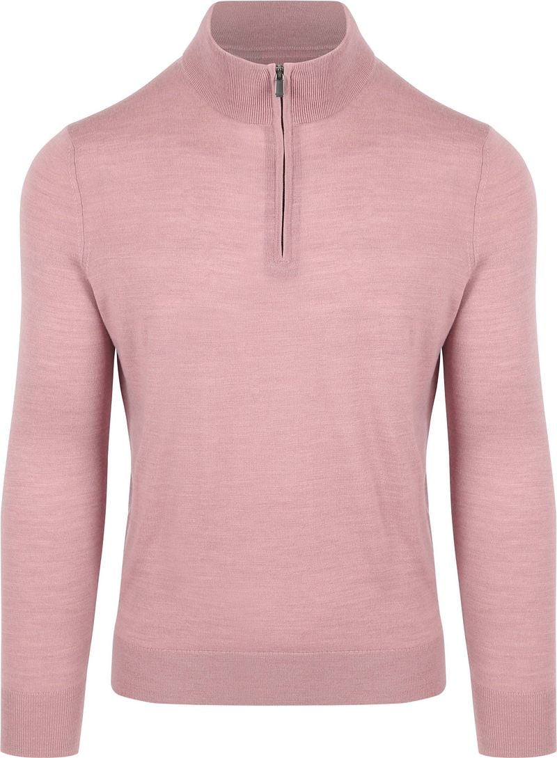 Suitable Merino Half Zip Trui Roze