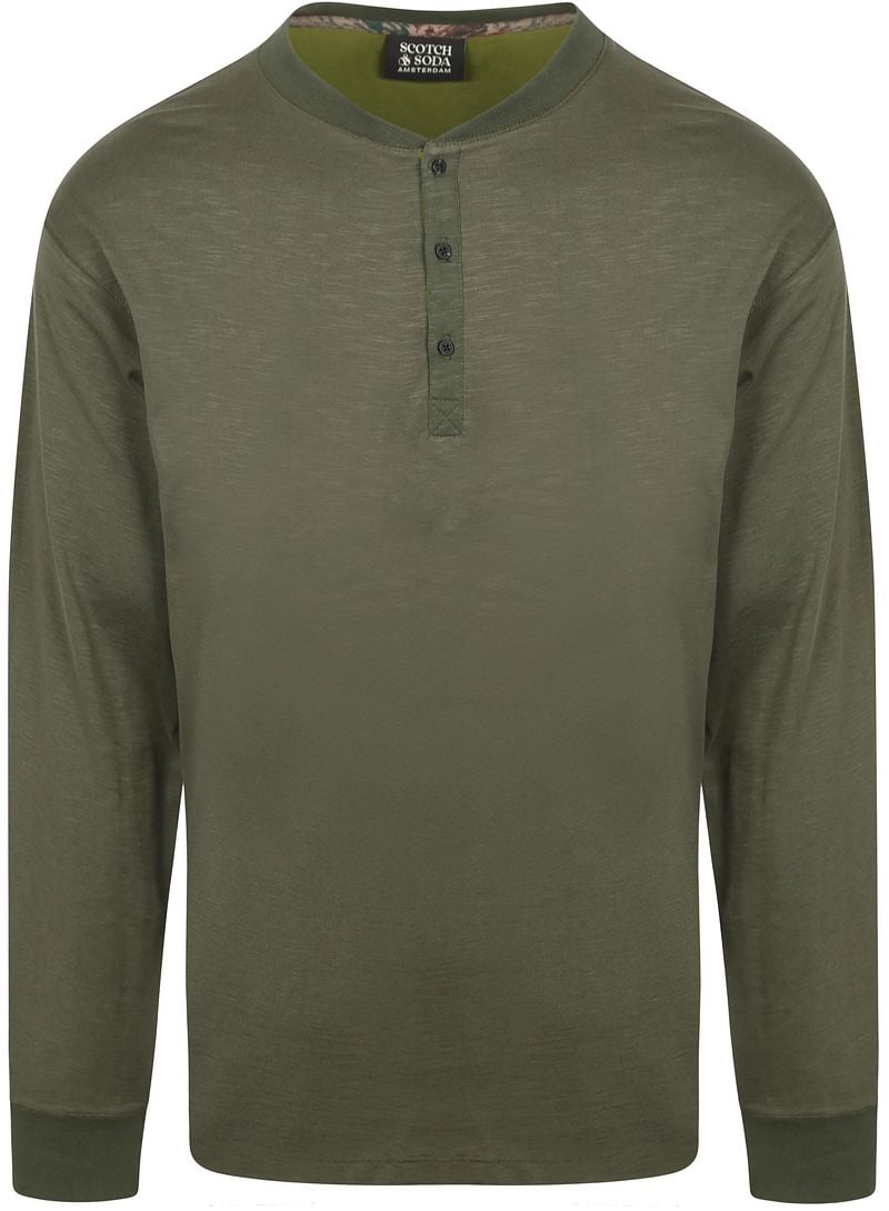Scotch and Soda Longsleeve Henley T-Shirt Olive - Größe M günstig online kaufen