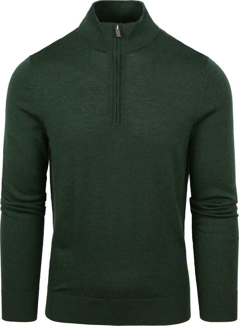 Suitable Merino Half Zip Pullover Dunkelgrün - Größe M günstig online kaufen