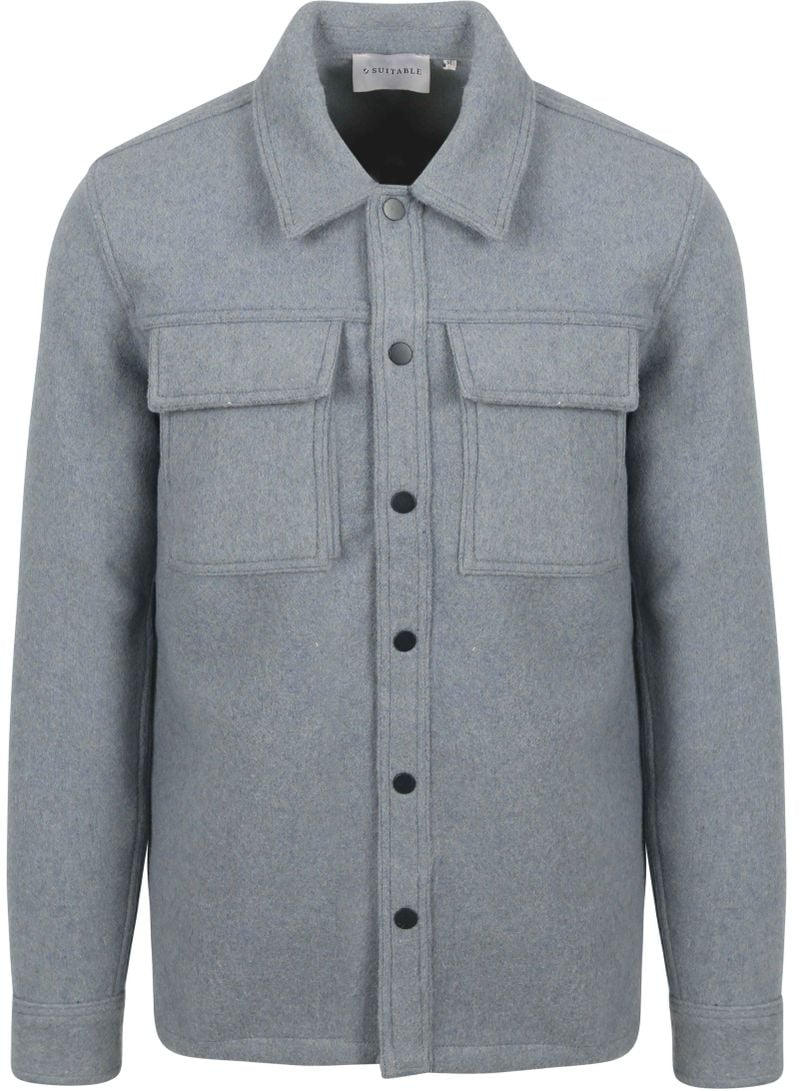 Suitable Overshirt Wool Blend Blauw