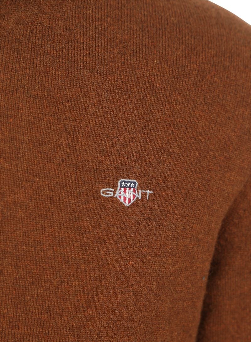 Gant Halfzip-Wollpullover mit Logo Braun - Größe L günstig online kaufen