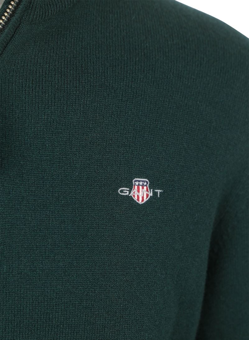 Gant Halfzip-Wollpullover mit Logo Grün - Größe L günstig online kaufen