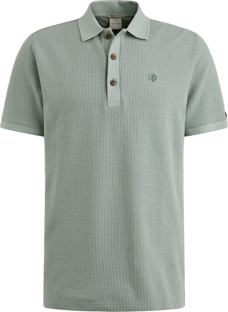 Cast Iron regular polo met ingebreid patroon blauw