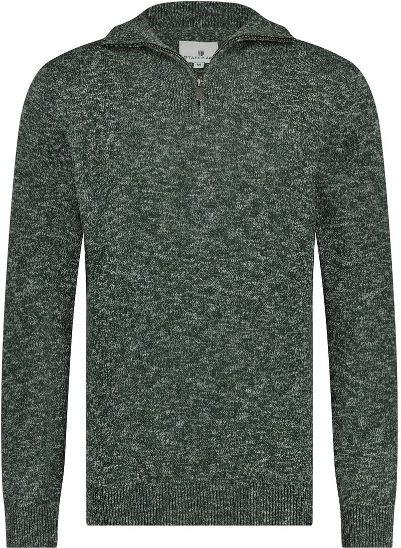 State Of Art Cardigan Demi-Zip Mélangé Mousse Vert foncé Vert taille M
