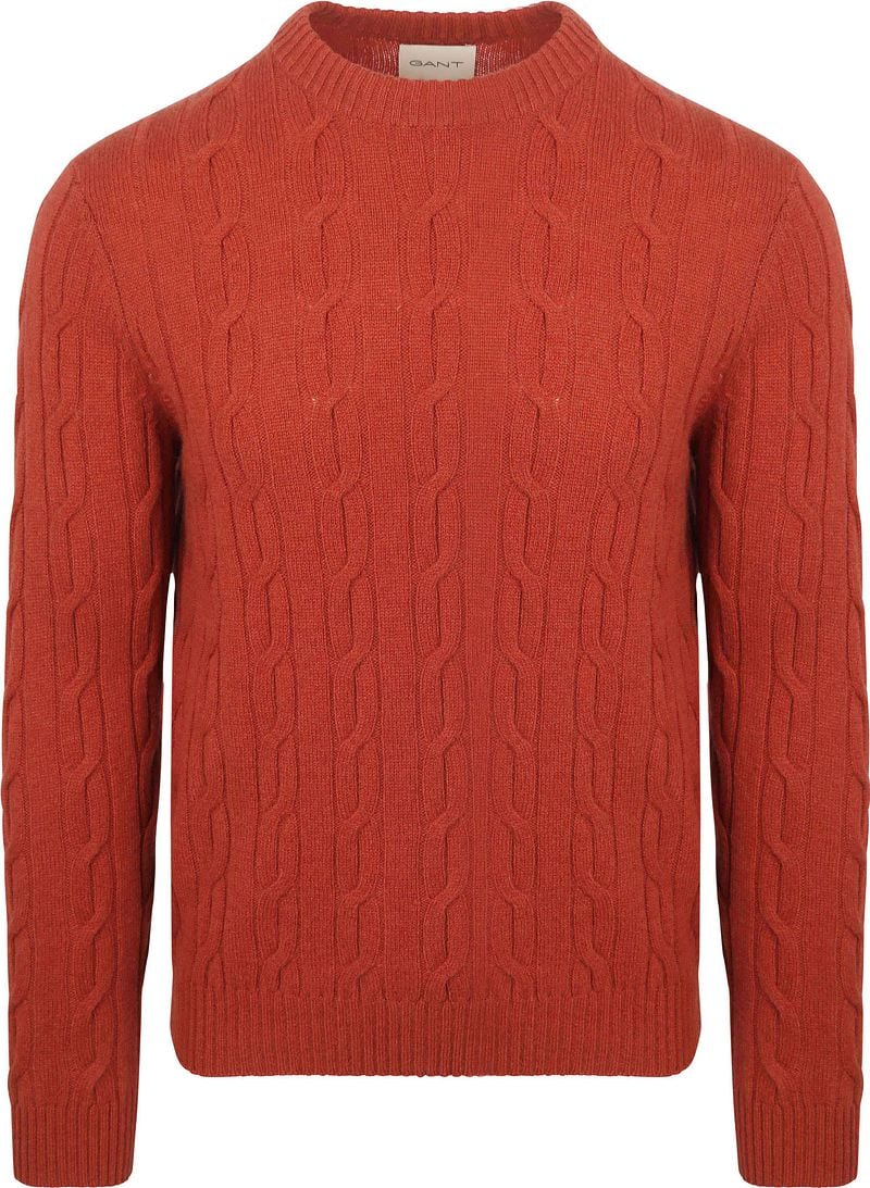 Gant Pullover Crewneck Lambswool Cable Modern Rust - Größe 3XL günstig online kaufen