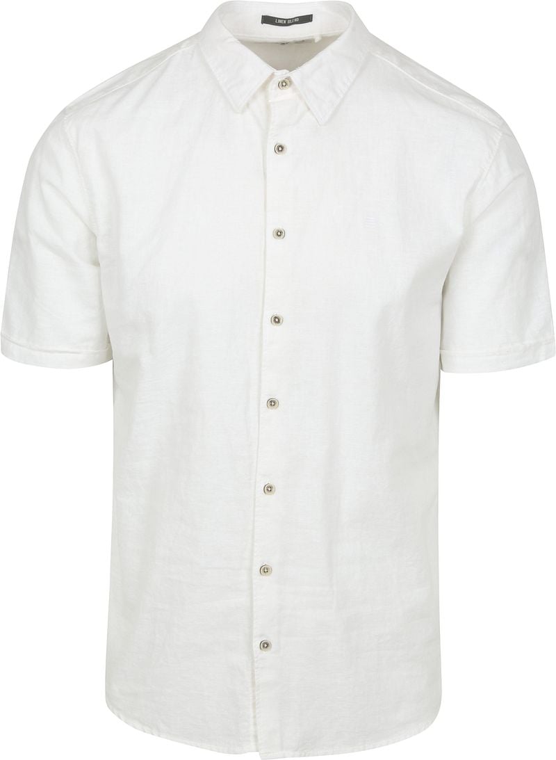 No Excess Short Sleeve Overhemd Linen Blend Wit