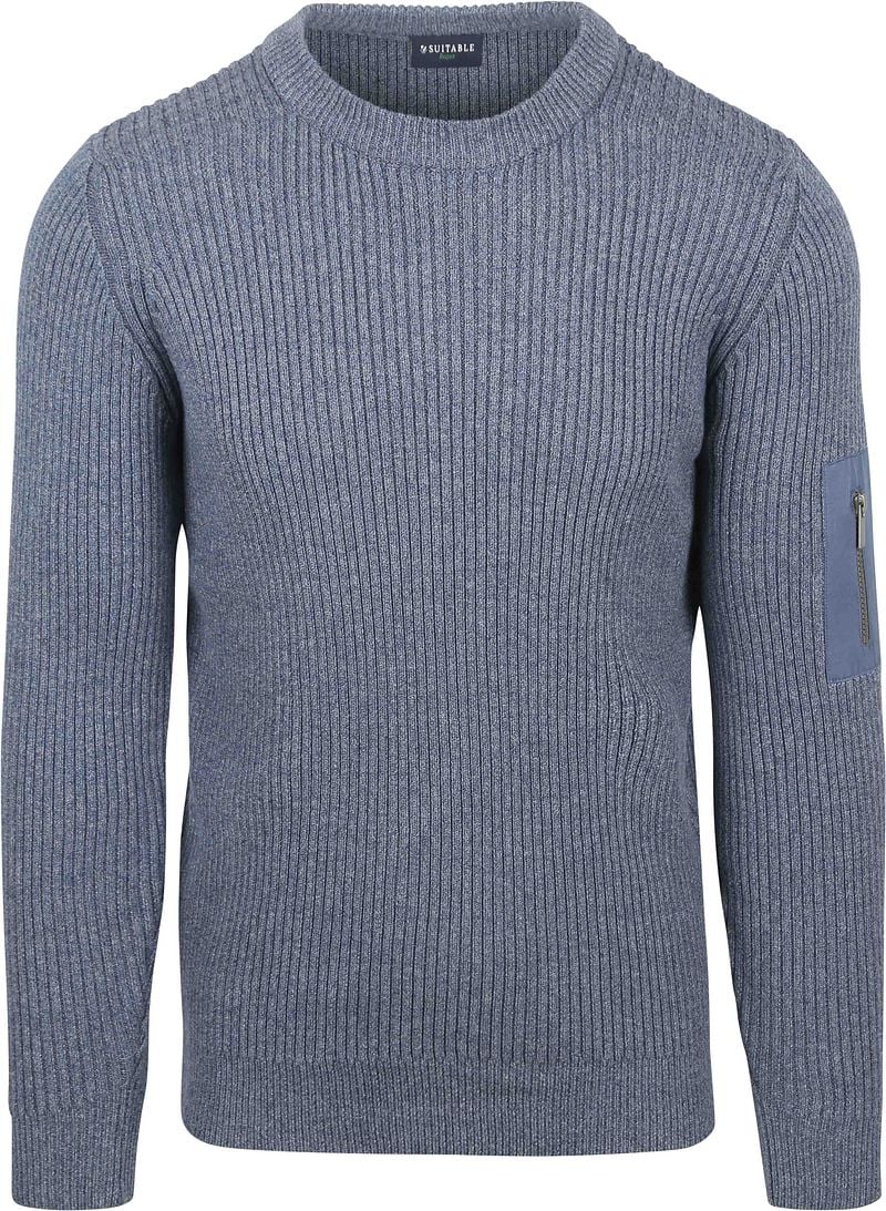 Suitable Mou Pullover Melange Blau - Größe M günstig online kaufen