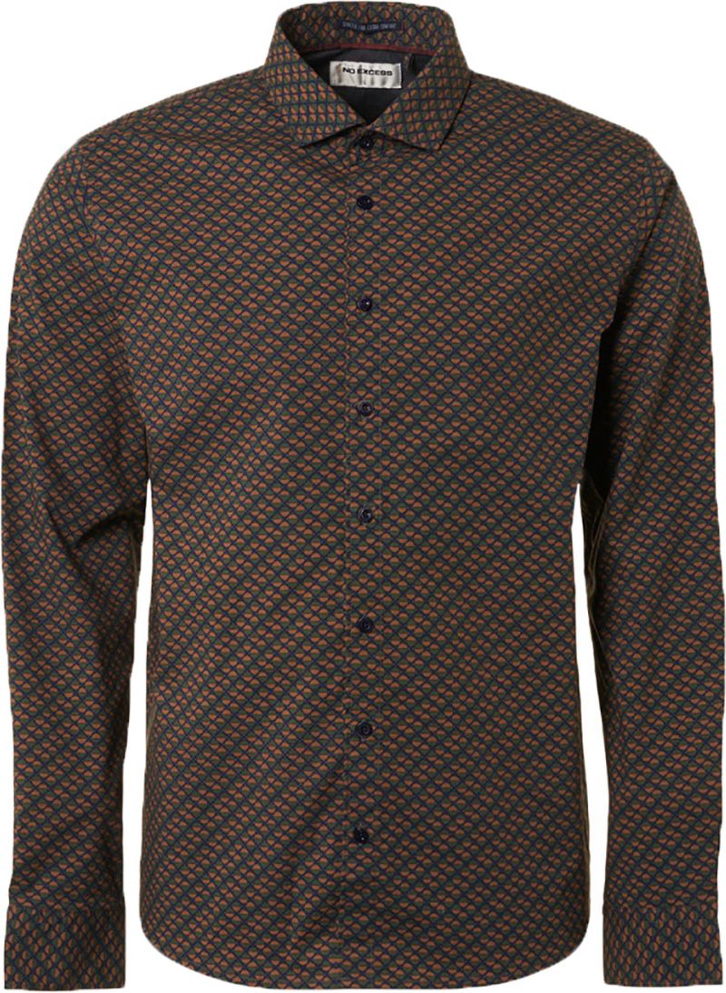 No Excess Chemise Impression Caramel Vert Marron Multicoloré taille XXL