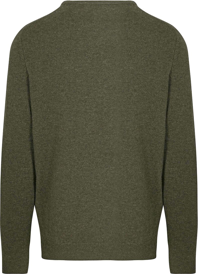 Steppin' Out Pullover V-hals Merinowol Olijfgroen