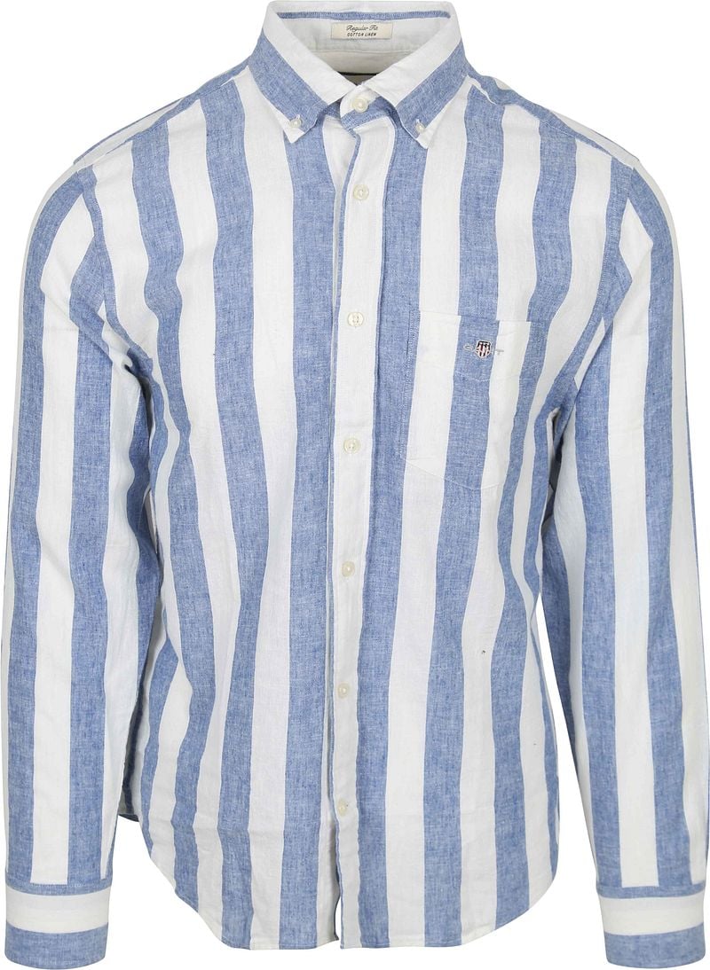 Gant Overhemd Streep Bold Linnen Blauw