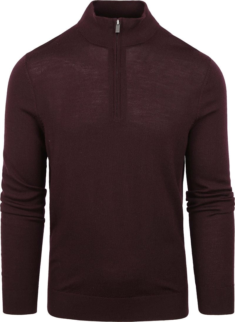 Suitable Merino Half Zip Pullover Bordeaux - Größe M günstig online kaufen