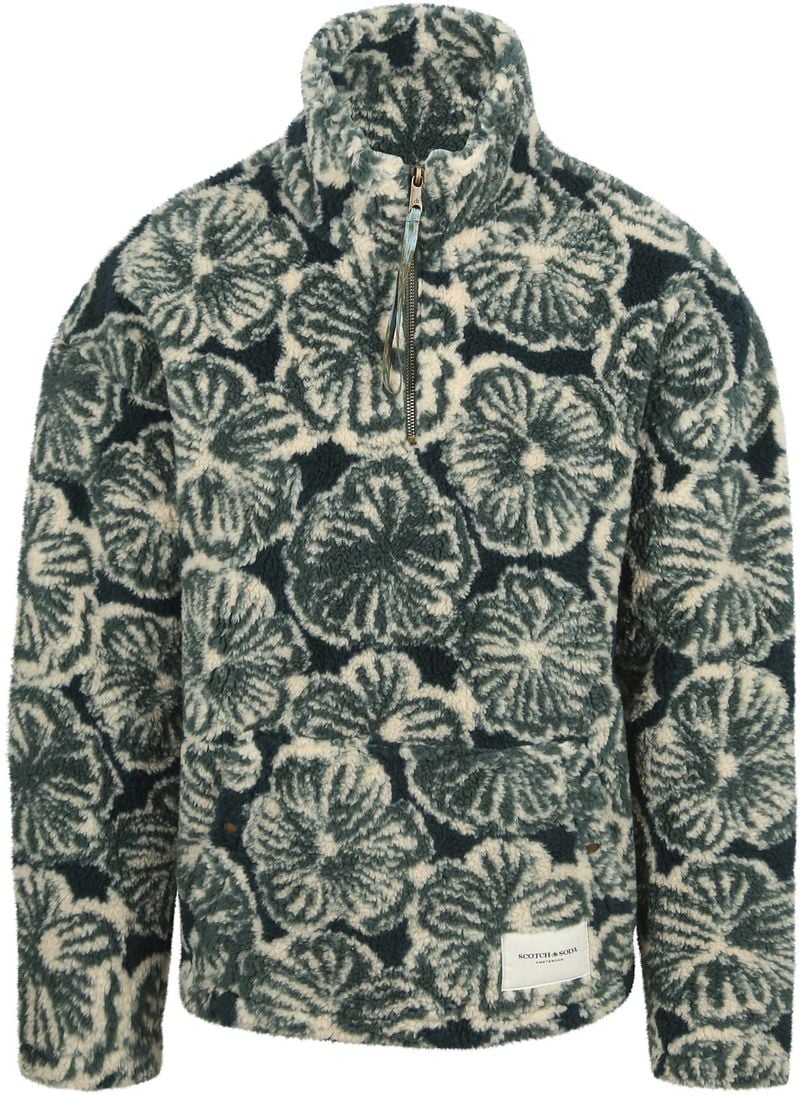 Scotch and Soda Polar Fleece Half Zip Pullover Dunkelgrün - Größe L günstig online kaufen