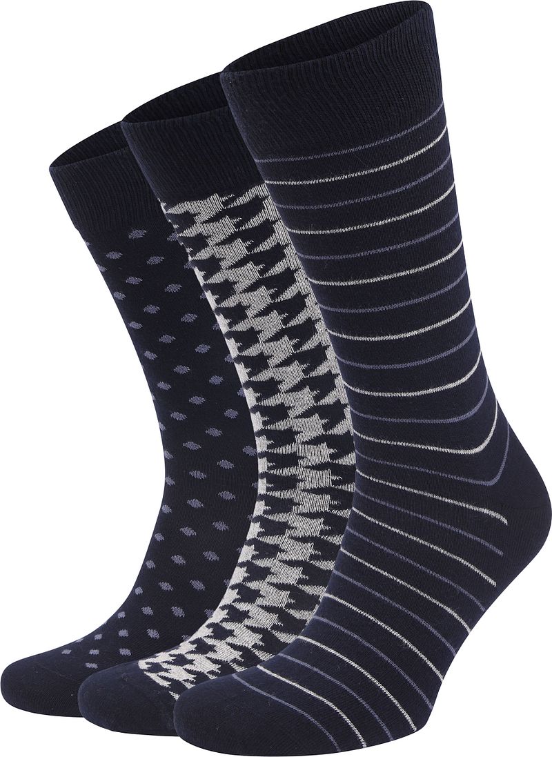 Suitable Chaussettes Lot de 3 Impression Marine Bleu Bleu foncé taille 42-46
