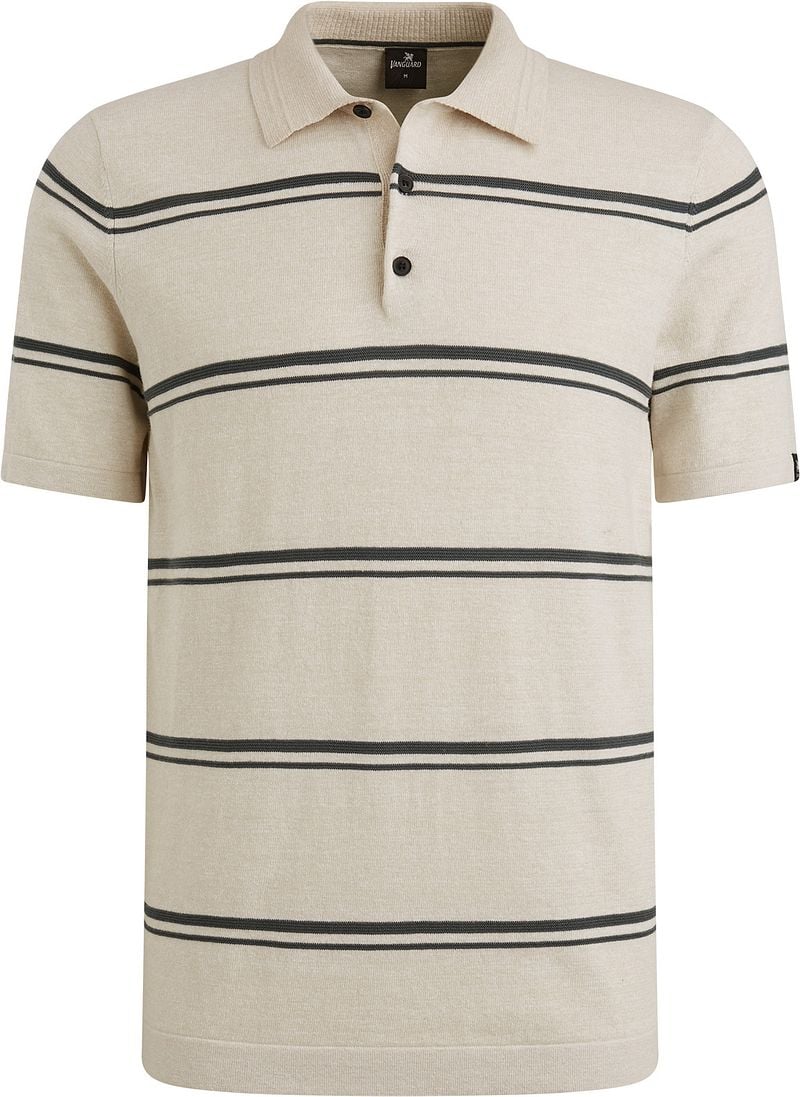 Vanguard Knitted Poloshirt Streep Beige