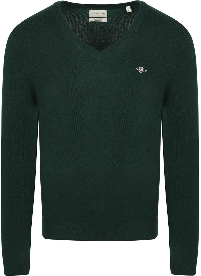 Gant Pullover V-Ausschnitt Wool Blend Dunkelgrün - Größe 3XL günstig online kaufen