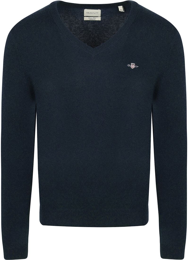 Gant Pullover V-Ausschnitt Wool Blend Navy Melange - Größe 3XL günstig online kaufen