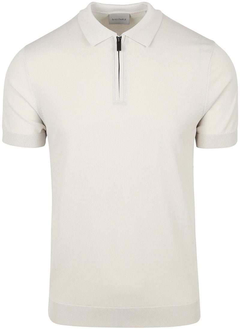 Suitable Knitted Half Zip Poloshirt Beige - Größe XL günstig online kaufen