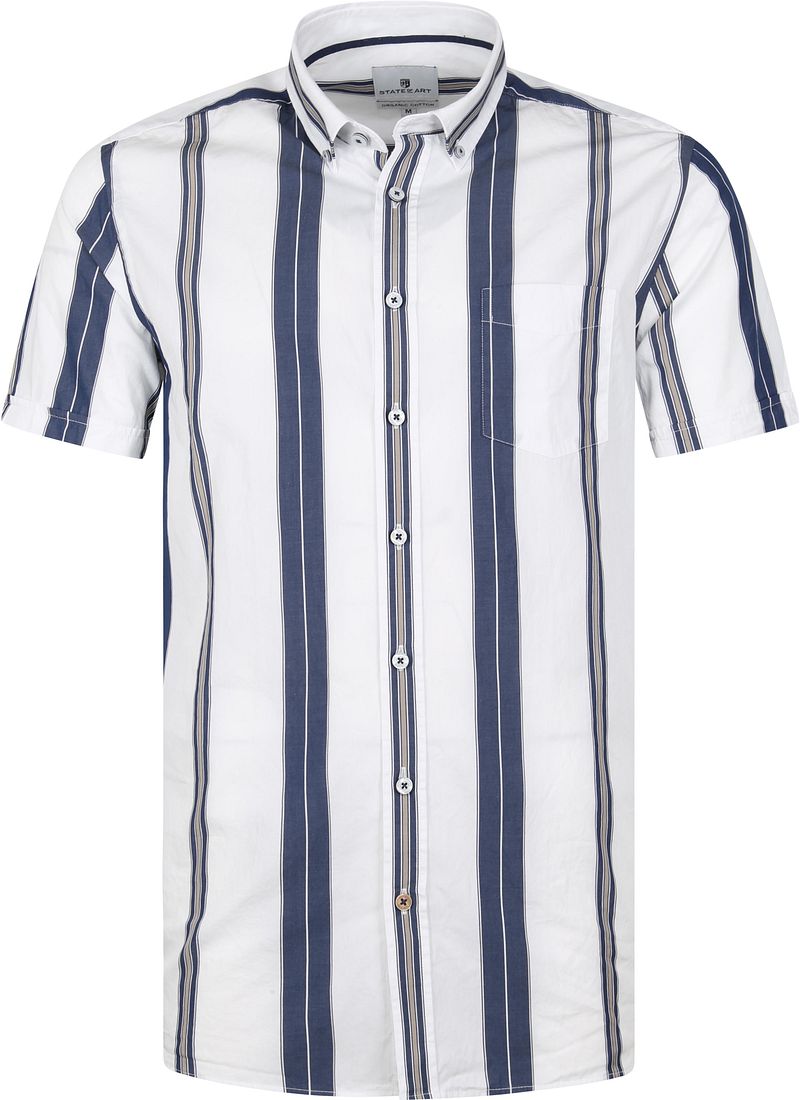 State Of Art Chemise Rayé Manches Courtes  Bleu Blanc taille M