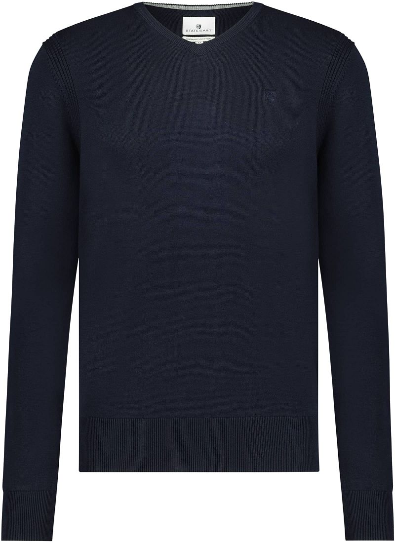 State of Art Pull Col-V Marine Bleu Bleu foncé taille L