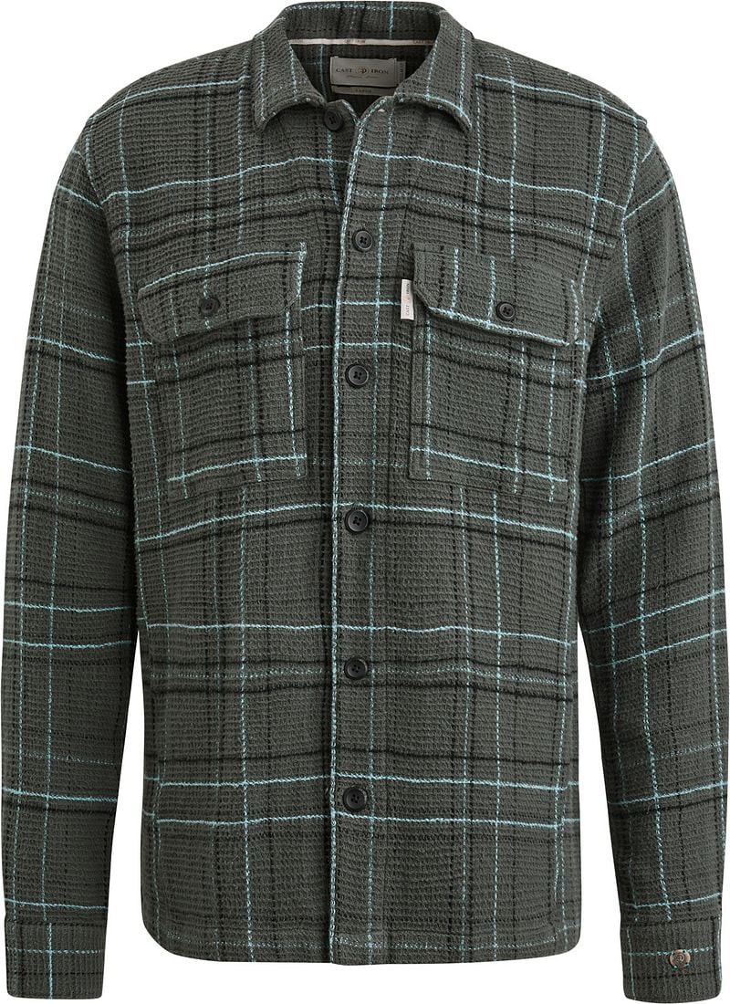 CAST IRON Heren Overshirts Long Sleeve Shirt Yd Check Regular Fit Groen