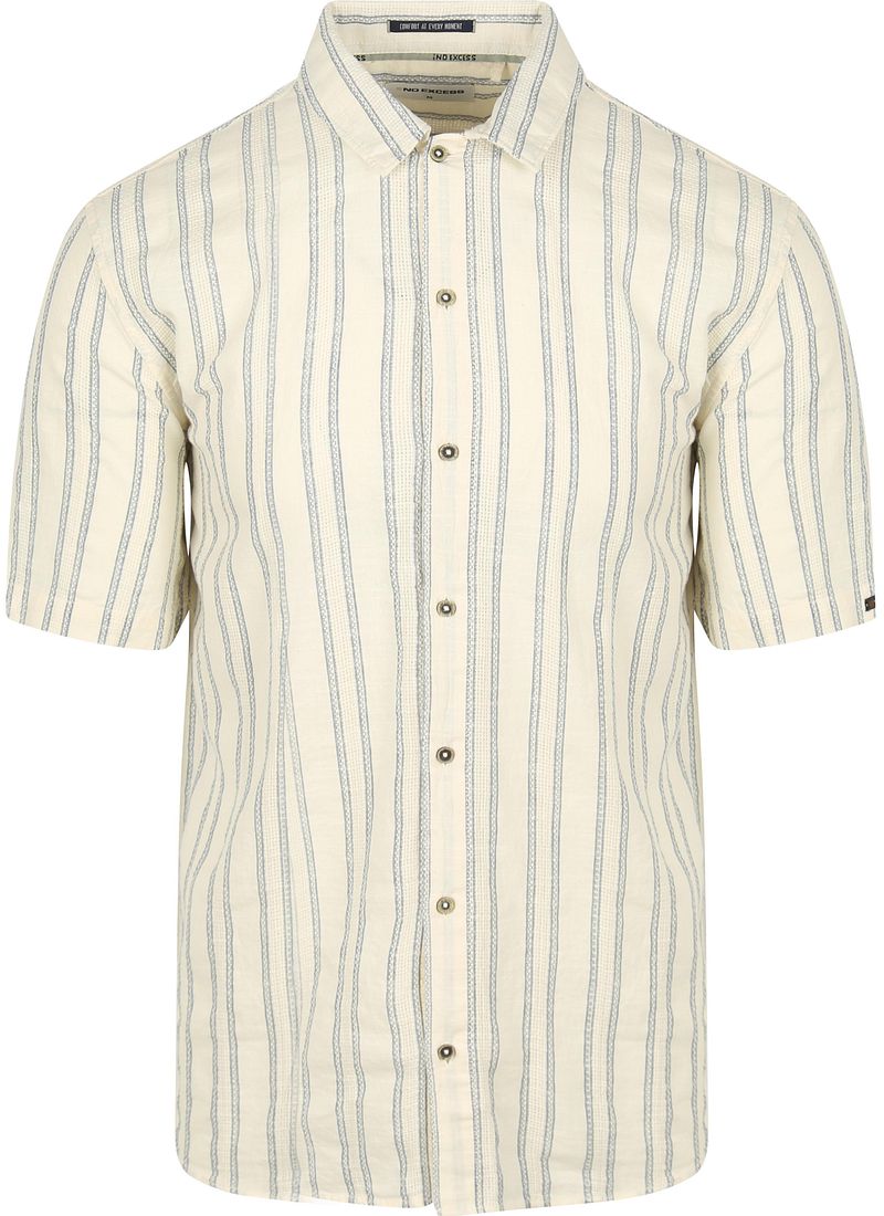 No Excess Short Sleeve Overhemd Streep Ecru