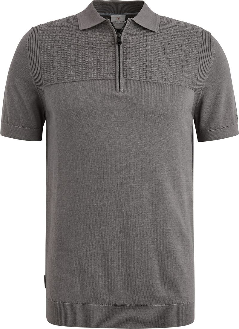 Cast Iron Half-Zip Polo Structure Antraciet