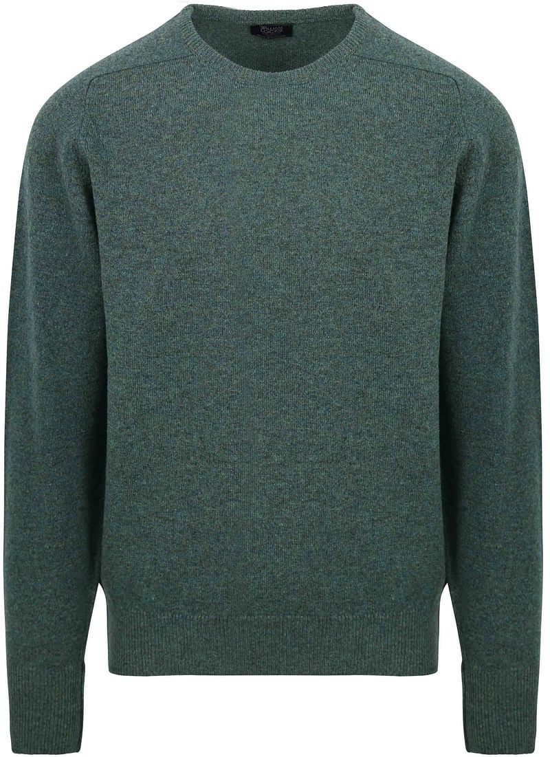 William Lockie O-Auschnitt Pullover Lammwolle Moorland Grün - Größe L günstig online kaufen