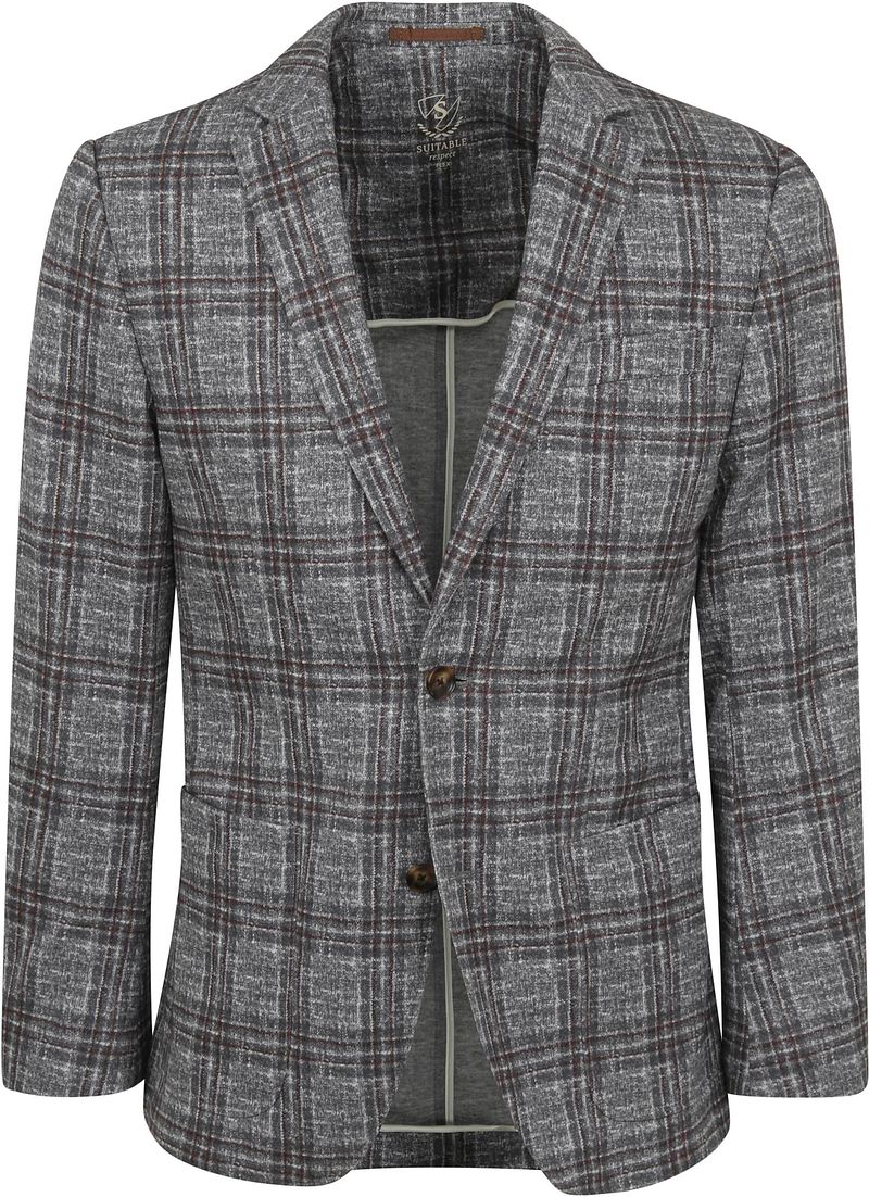 Suitable Respect Veston Fame Jersey Plaid Flex Marron Gris taille 46