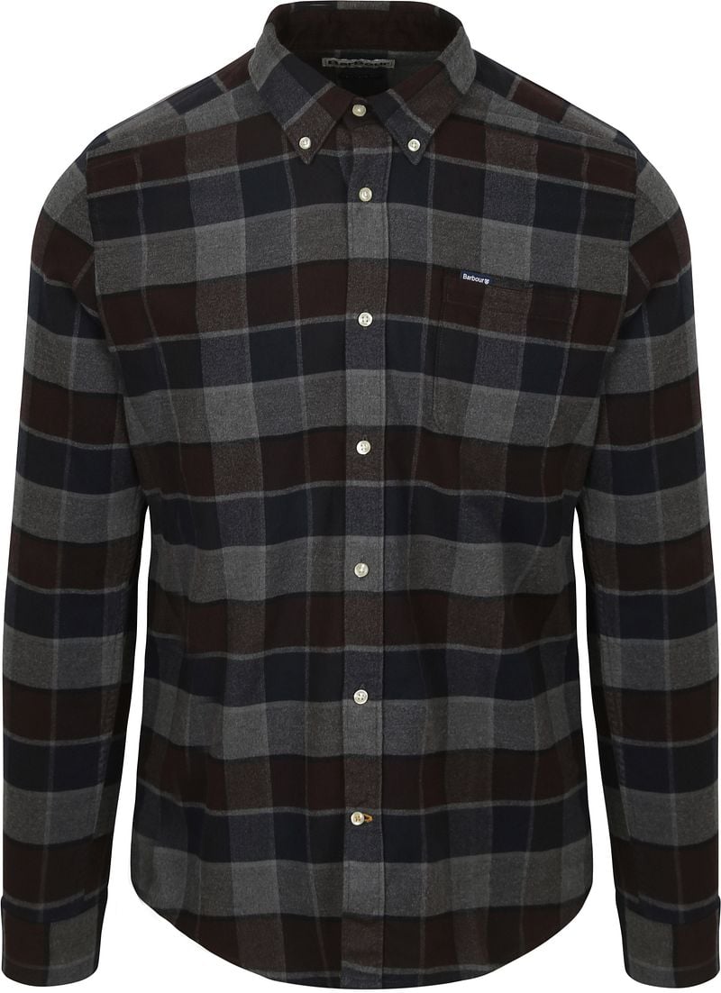Barbour Valley Hemd Karo Braun Anthrazit - Größe XL günstig online kaufen