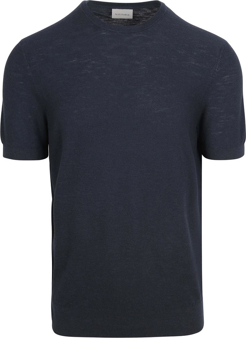 Suitable Piqué T-shirt Leinen Navy - Größe M günstig online kaufen