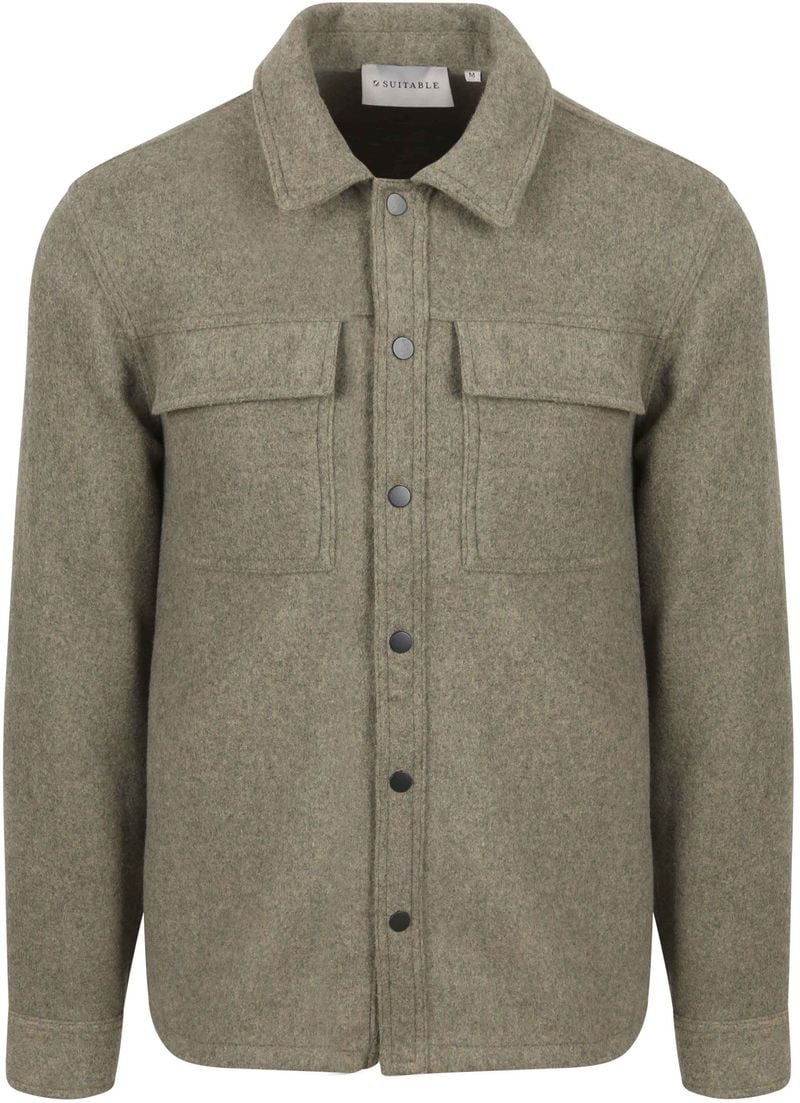 Suitable Overshirt Wool Blend Olijfgroen