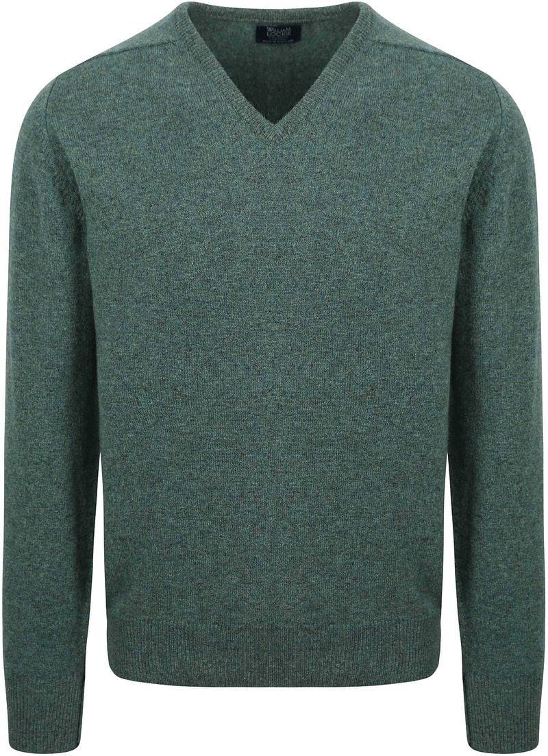 William Lockie V-Auschnitt Pullover Lammwolle Moorland Grün - Größe 3XL günstig online kaufen