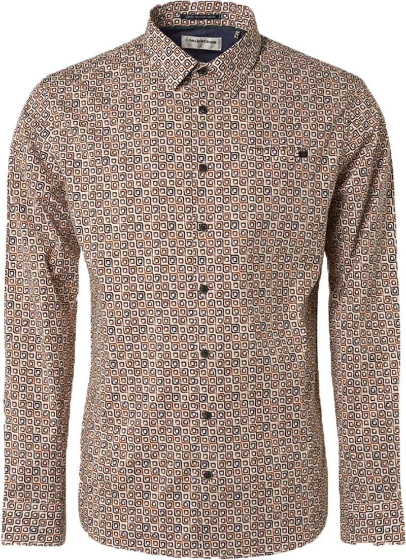 No Excess Chemise Impression Caramel Marron Multicoloré Orange taille XXL