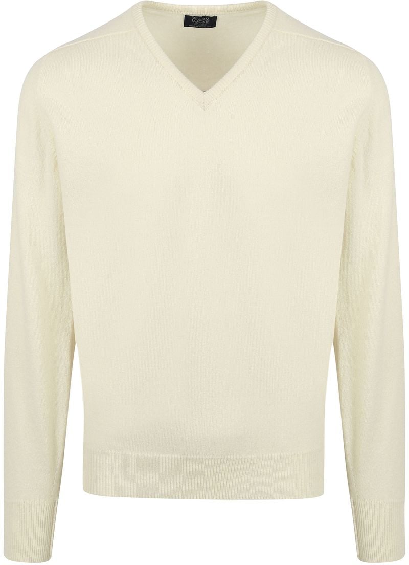 William Lockie Pull Col-V Agneline Ecru Beige Blanc cassé Blanc taille XL